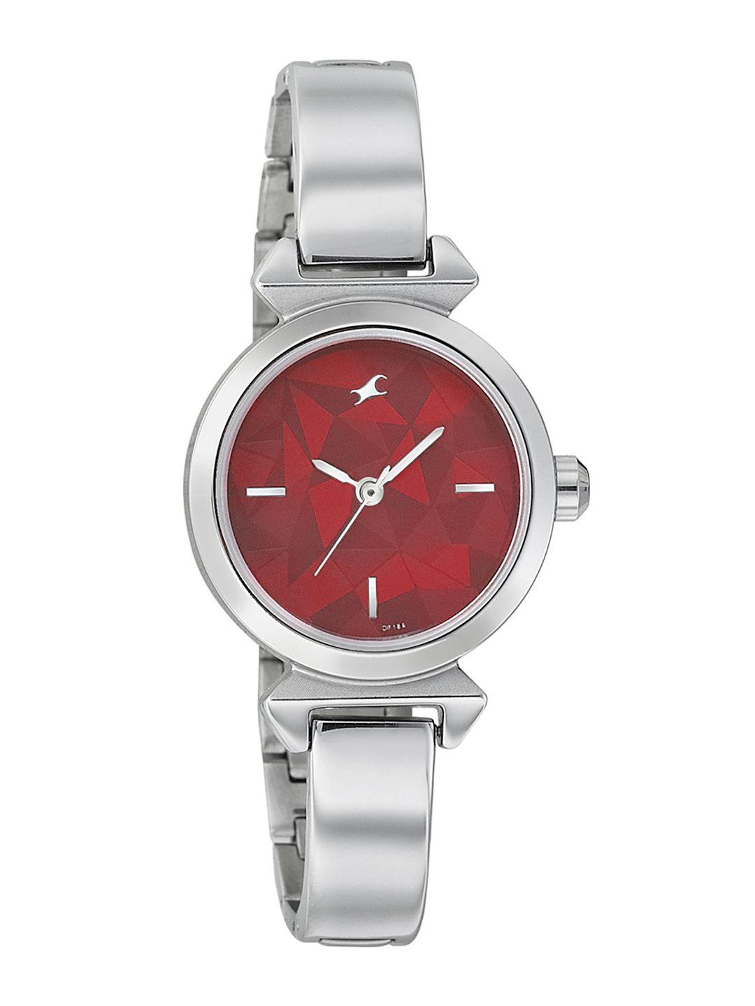 fastrack women red dial watch 6131sm01