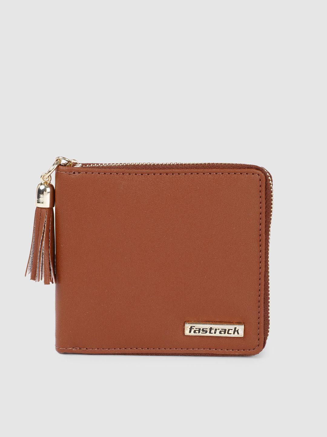 fastrack women solid zip around wallet