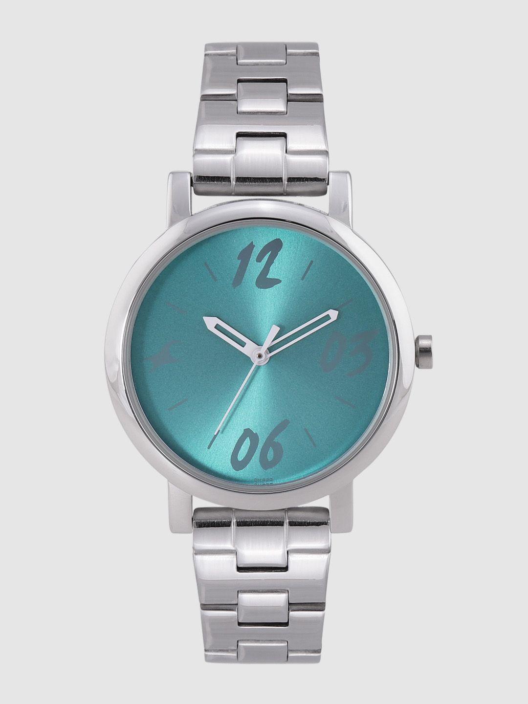 fastrack women turquoise blue analogue watch 68010sm07