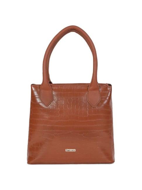 fastrack autumn brown textured medium tote handbag