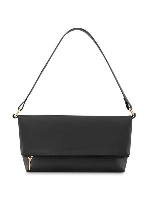 fastrack black solid medium shoulder handbag