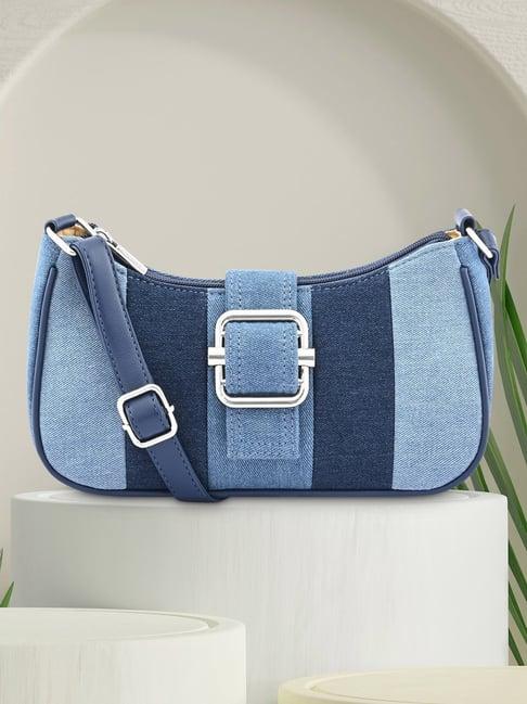 fastrack blue color block medium sling handbag