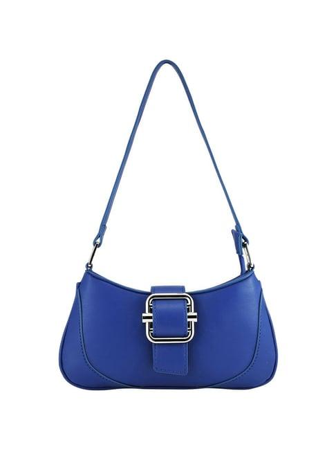 fastrack blue faux leather quilted shoulder handbag