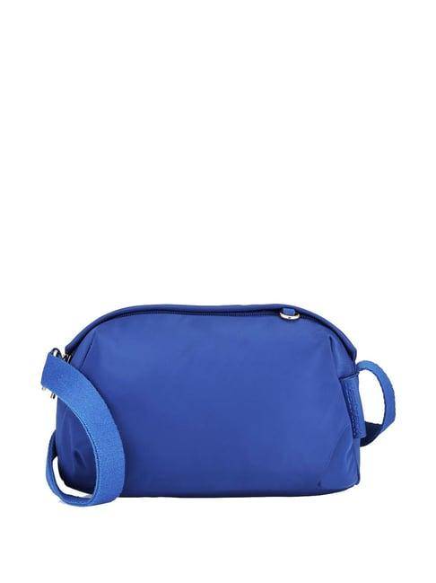 fastrack blue faux leather solid sling handbag