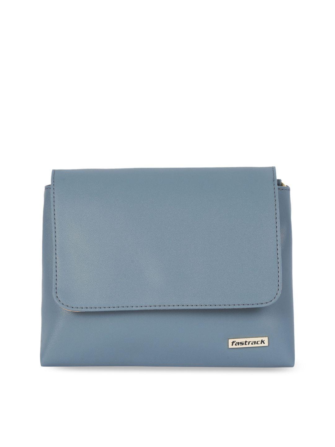 fastrack blue pu structured sling bag