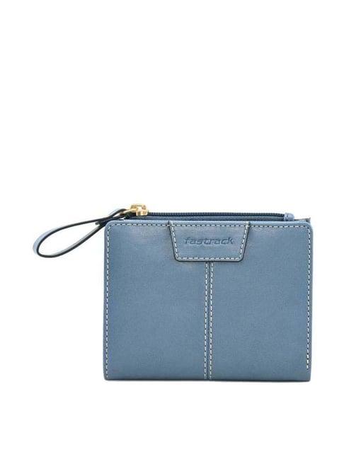 fastrack blue solid bi-fold wallet for women