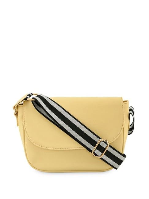 fastrack butter yellow solid small sling handbag