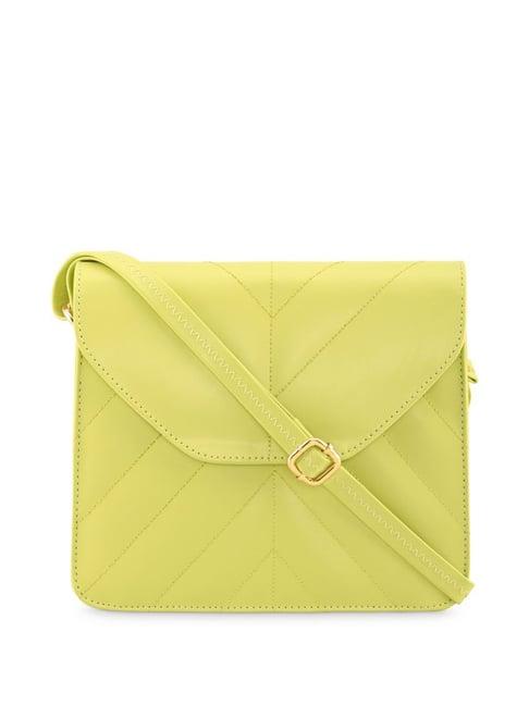 fastrack celery green quilted small sling handbag