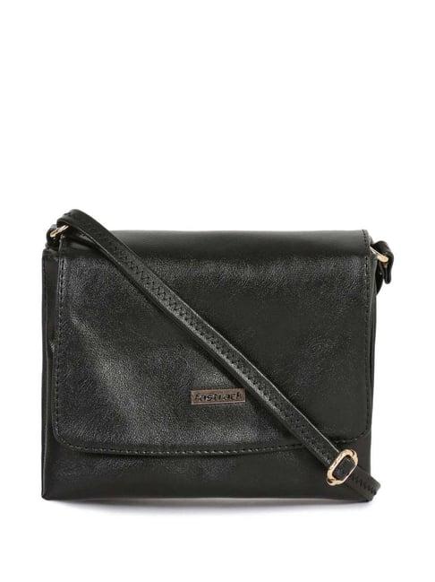 fastrack charcoal black multi-pocket sling bag for women