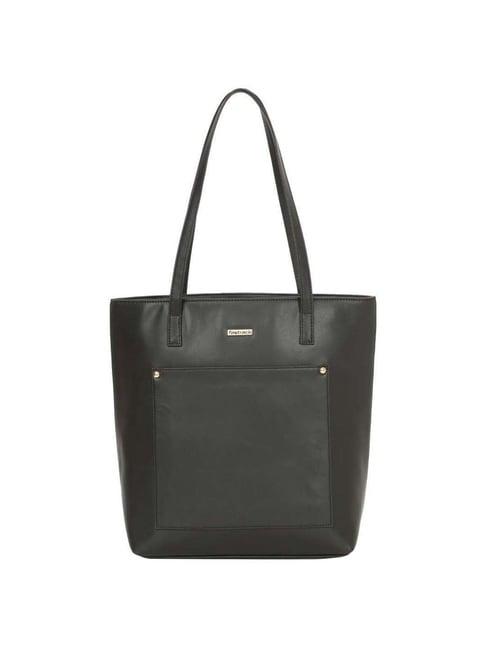 fastrack classic tall black solid medium tote handbag