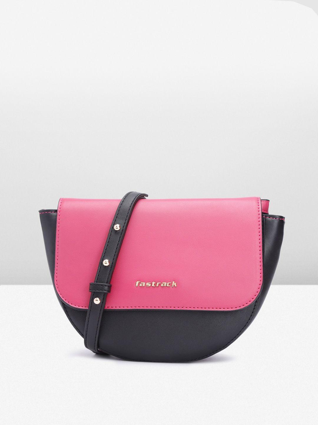 fastrack colourblocked half moon sling bag