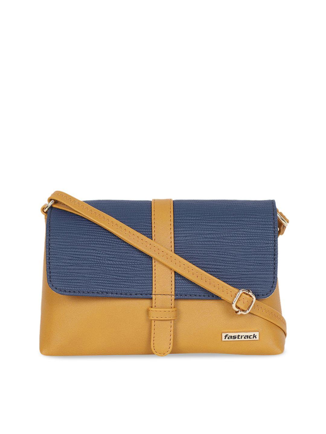 fastrack colourblocked pu structured sling bag
