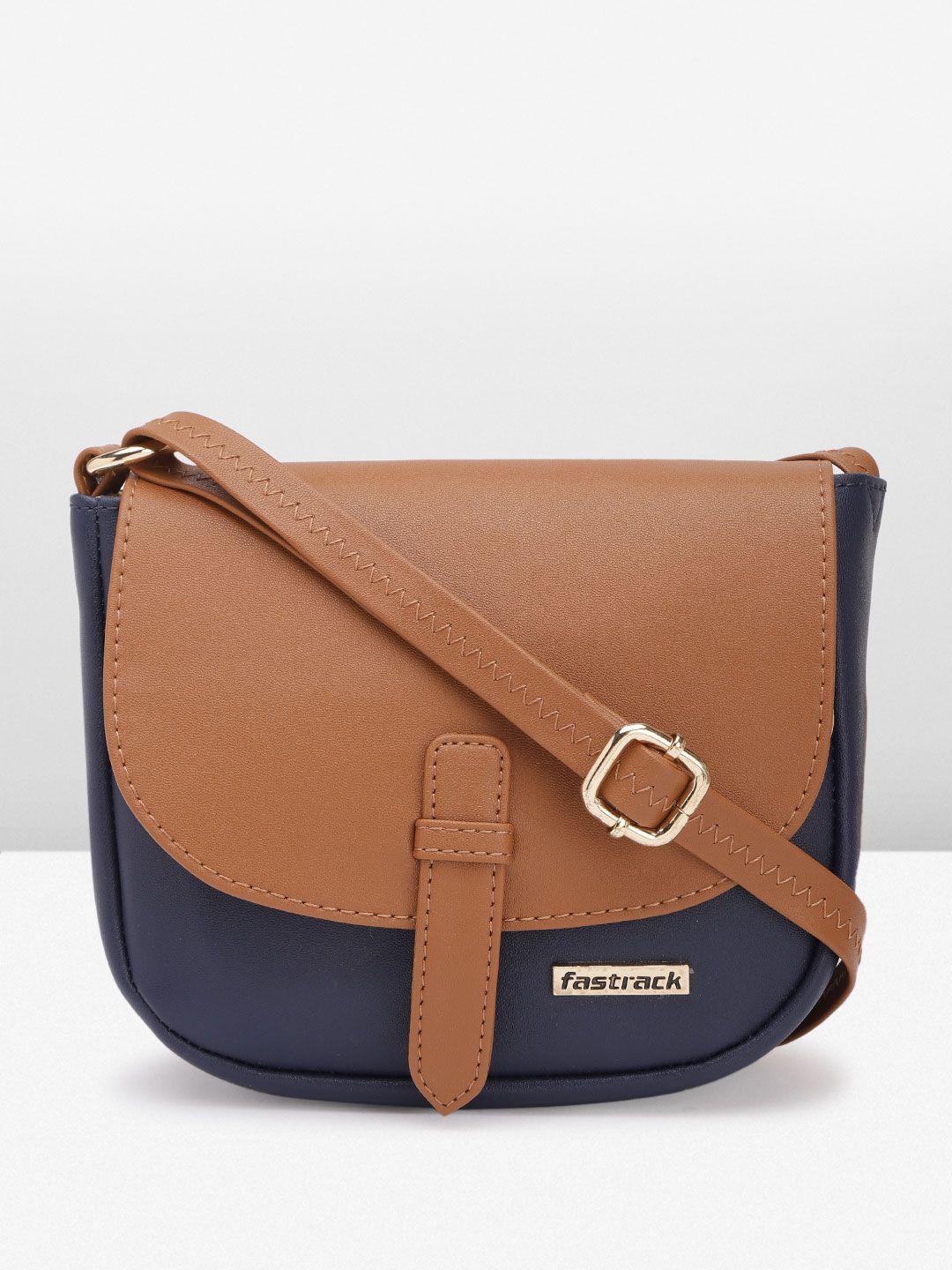 fastrack colourblocked structured sling bag