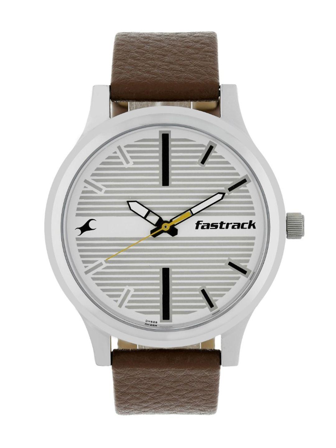 fastrack fundamentals men white analogue watch nl38051sl01