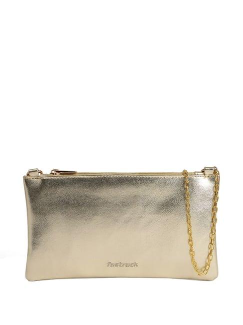 fastrack golden textured small sling handbag