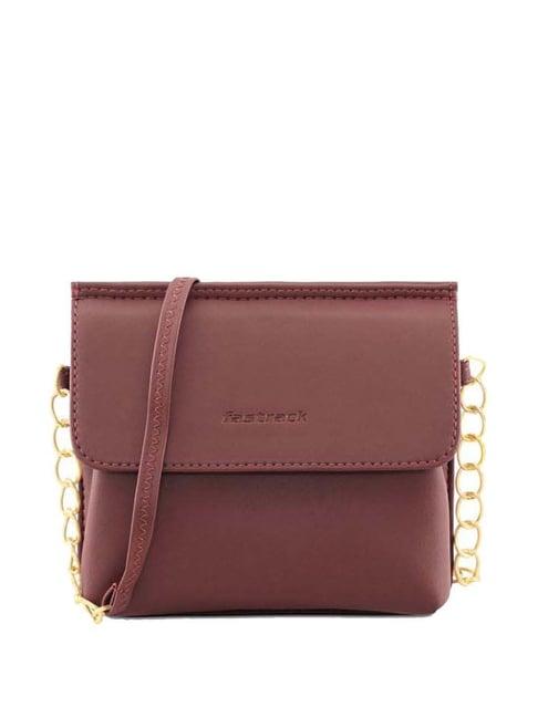 fastrack maroon solid small sling handbag