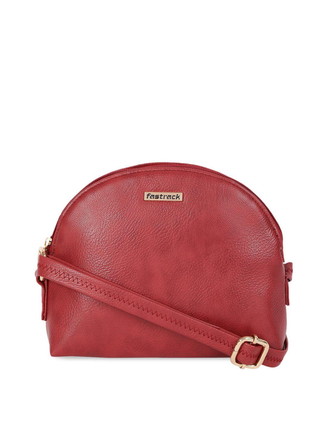 fastrack maroon textured pu bowling sling bag