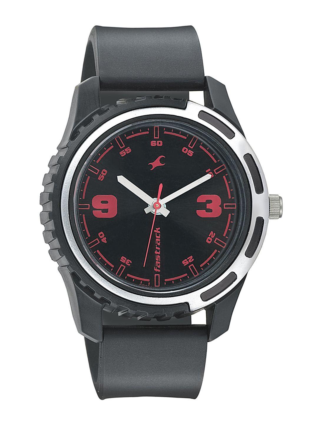 fastrack men black dial watch 3114pp03