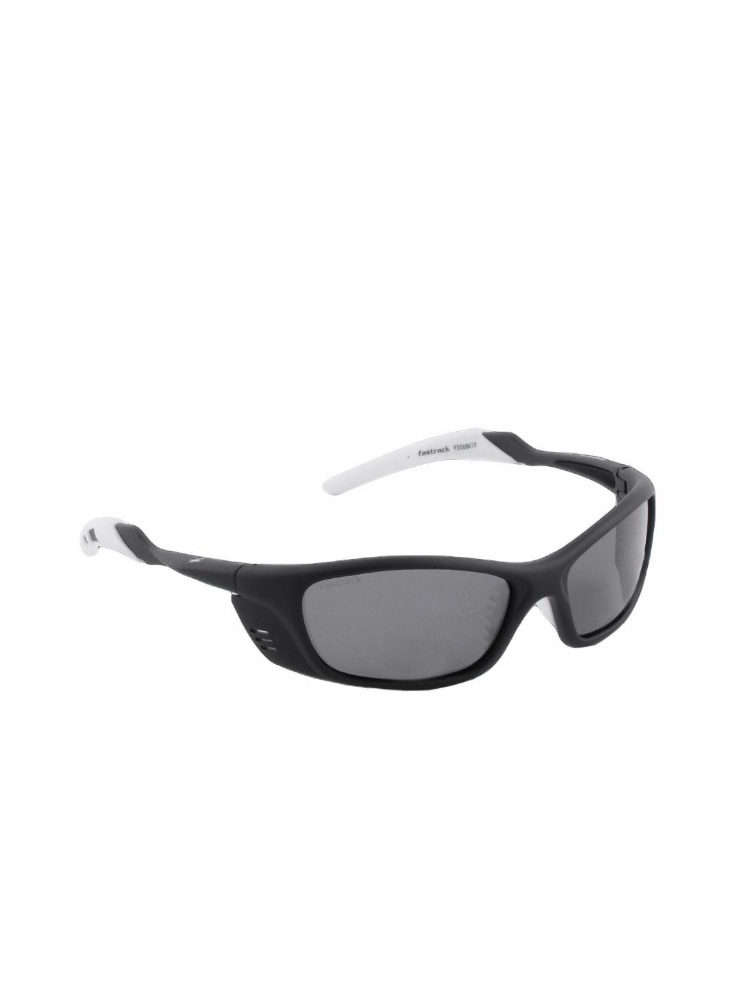 fastrack men black polarized sporty wrap sunglasses