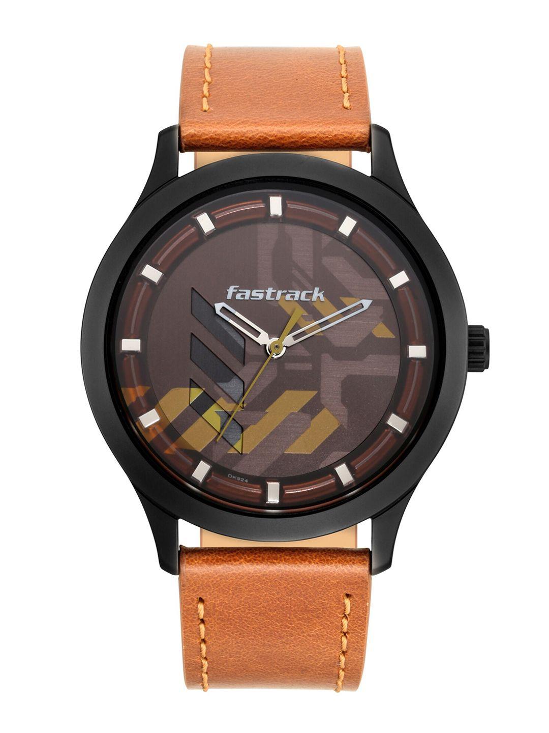 fastrack men brown analogue watch 3250nl02