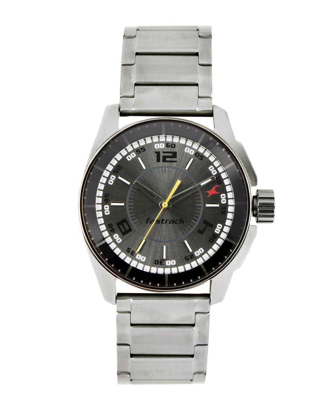 fastrack men charcoal grey dial watch 3089sm02