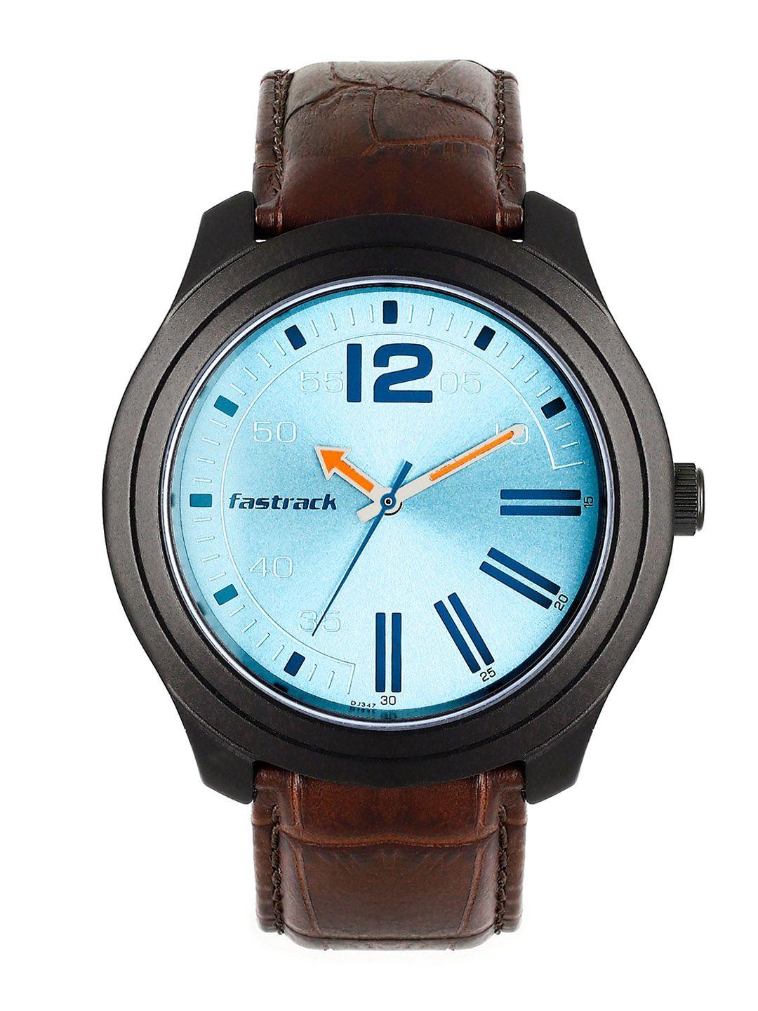 fastrack men turquoise blue analogue watch 3198al02