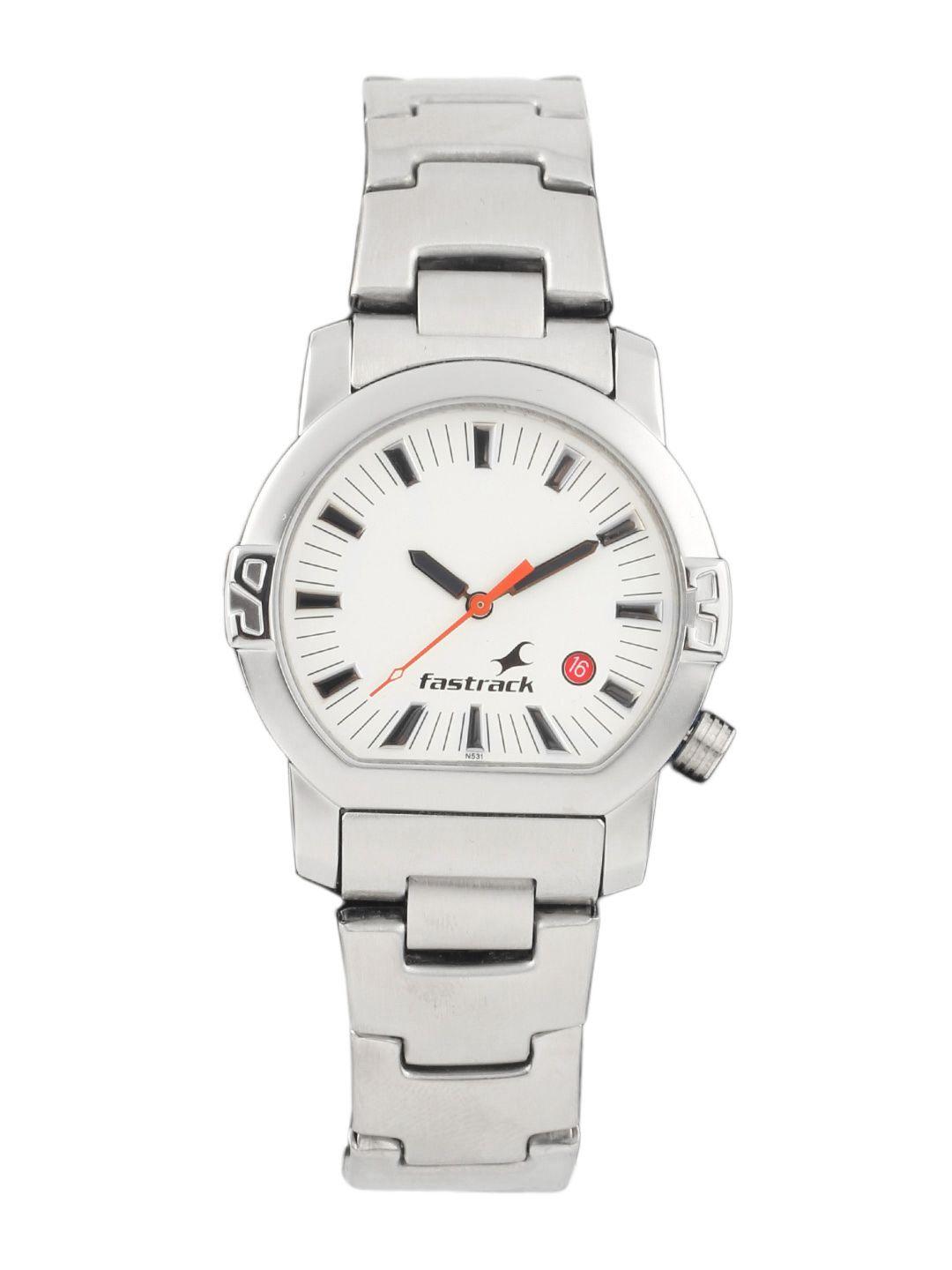 fastrack men white dial watch n1161sm03