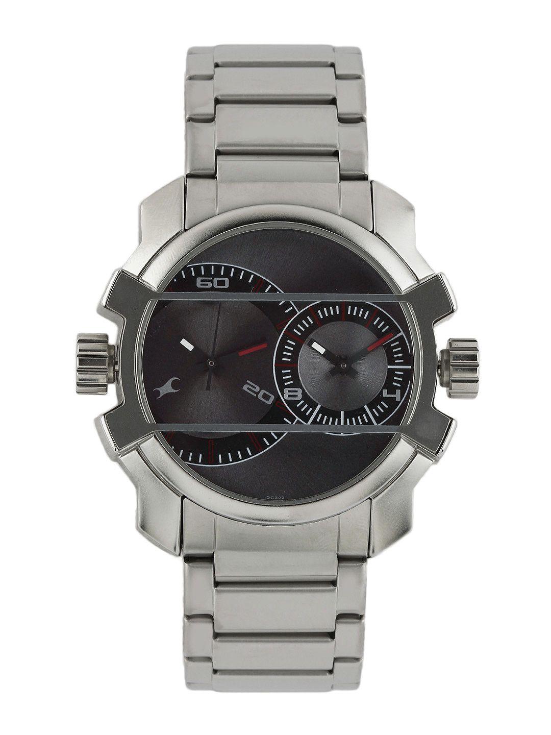 fastrack midnight party men grey analogue watch nl3098sm01