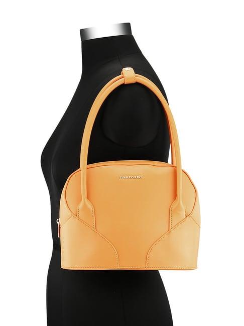 fastrack mustard faux leather solid shoulder handbag