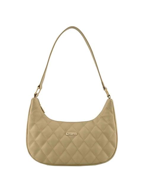 fastrack mustard quilted medium shoulder handbag for women