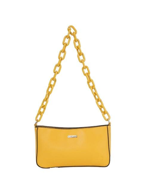 fastrack mustard solid shoulder handbag