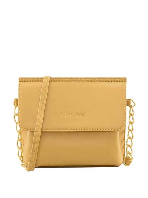 fastrack mustard solid small sling handbag