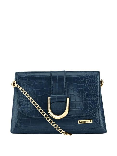 fastrack navy textured sling handbag