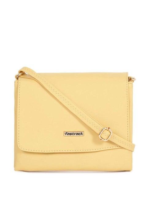 fastrack pastel yellow solid sling bag for women