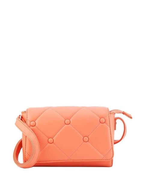 fastrack peach solid medium sling handbag