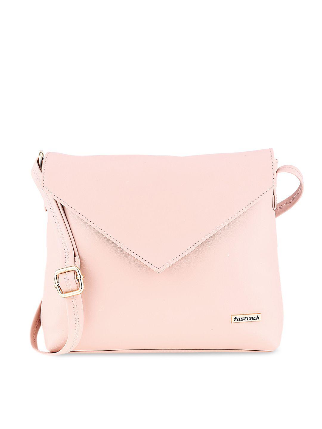 fastrack pink pu structured sling bag