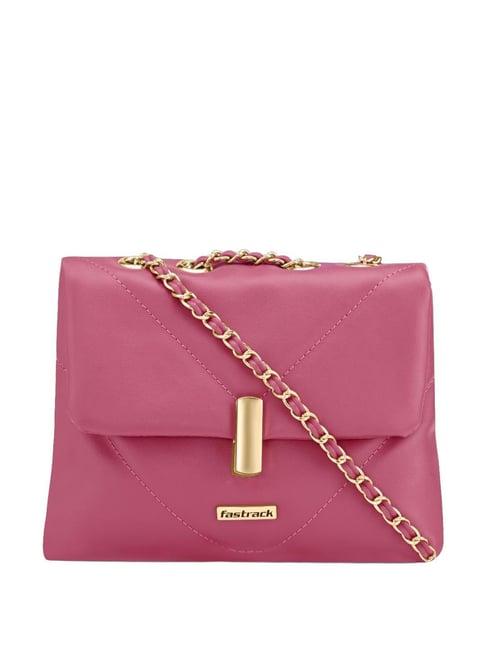 fastrack pink solid sling handbag