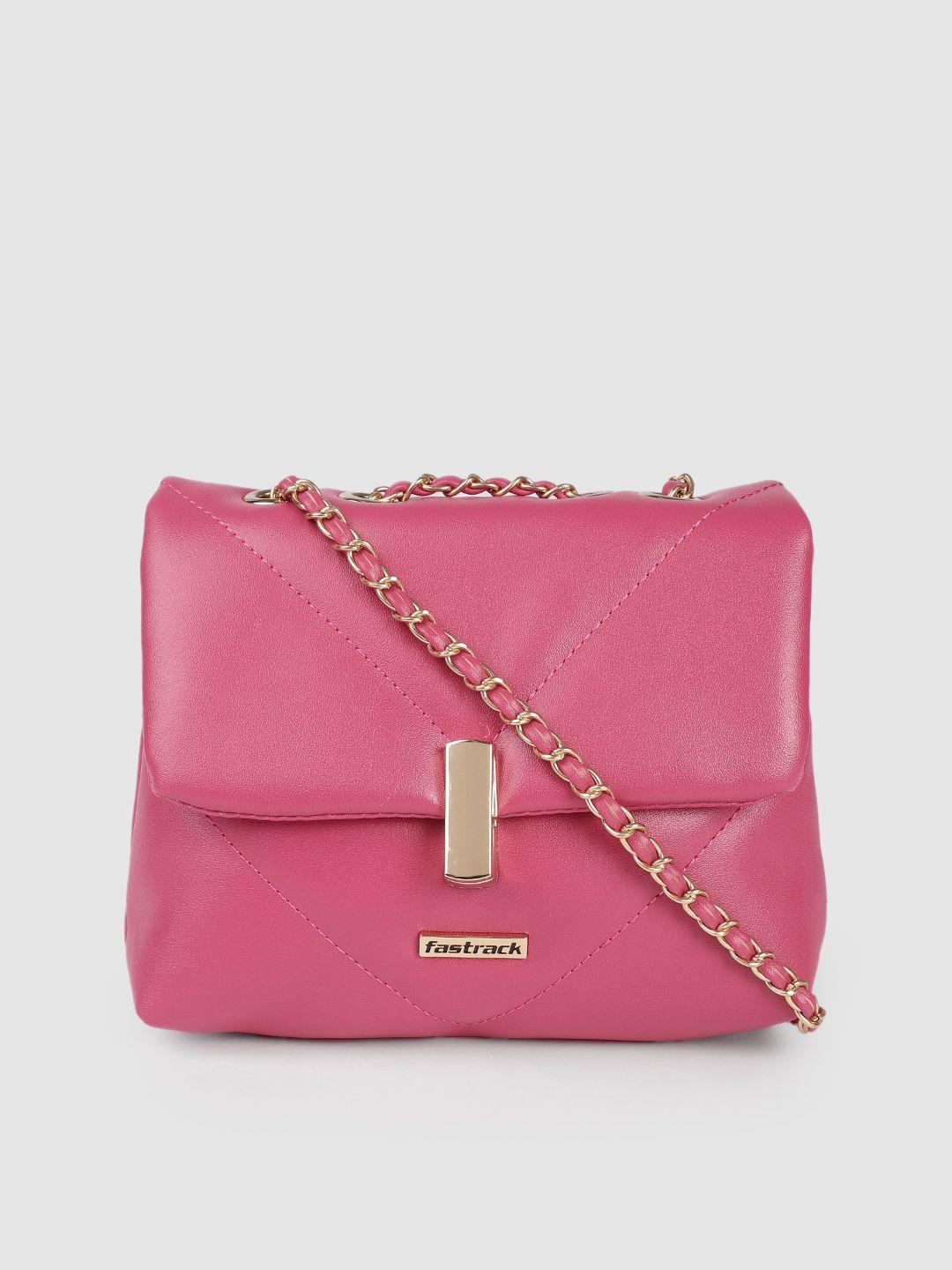 fastrack pink structured sling bag