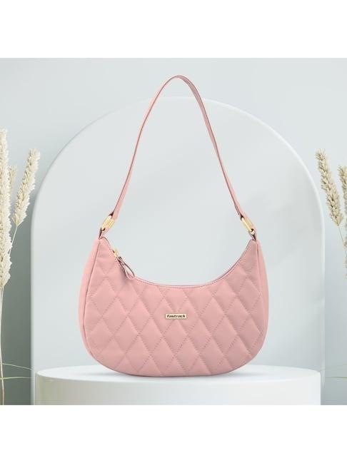 fastrack pink textured shoulder handbag