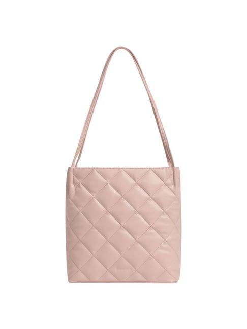 fastrack powder pink quilted medium shoulder handbag