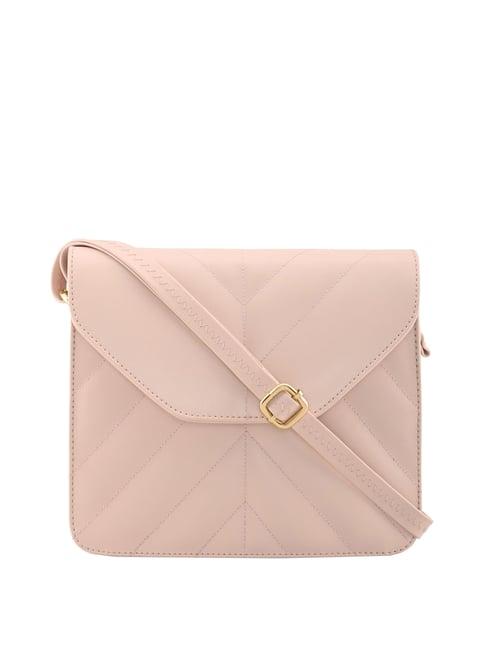 fastrack powder pink quilted small sling handbag