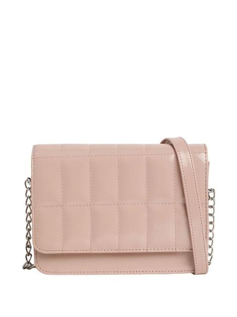 fastrack powder pink quilted small sling handbag