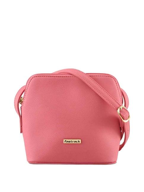 fastrack powder pink solid small sling handbag