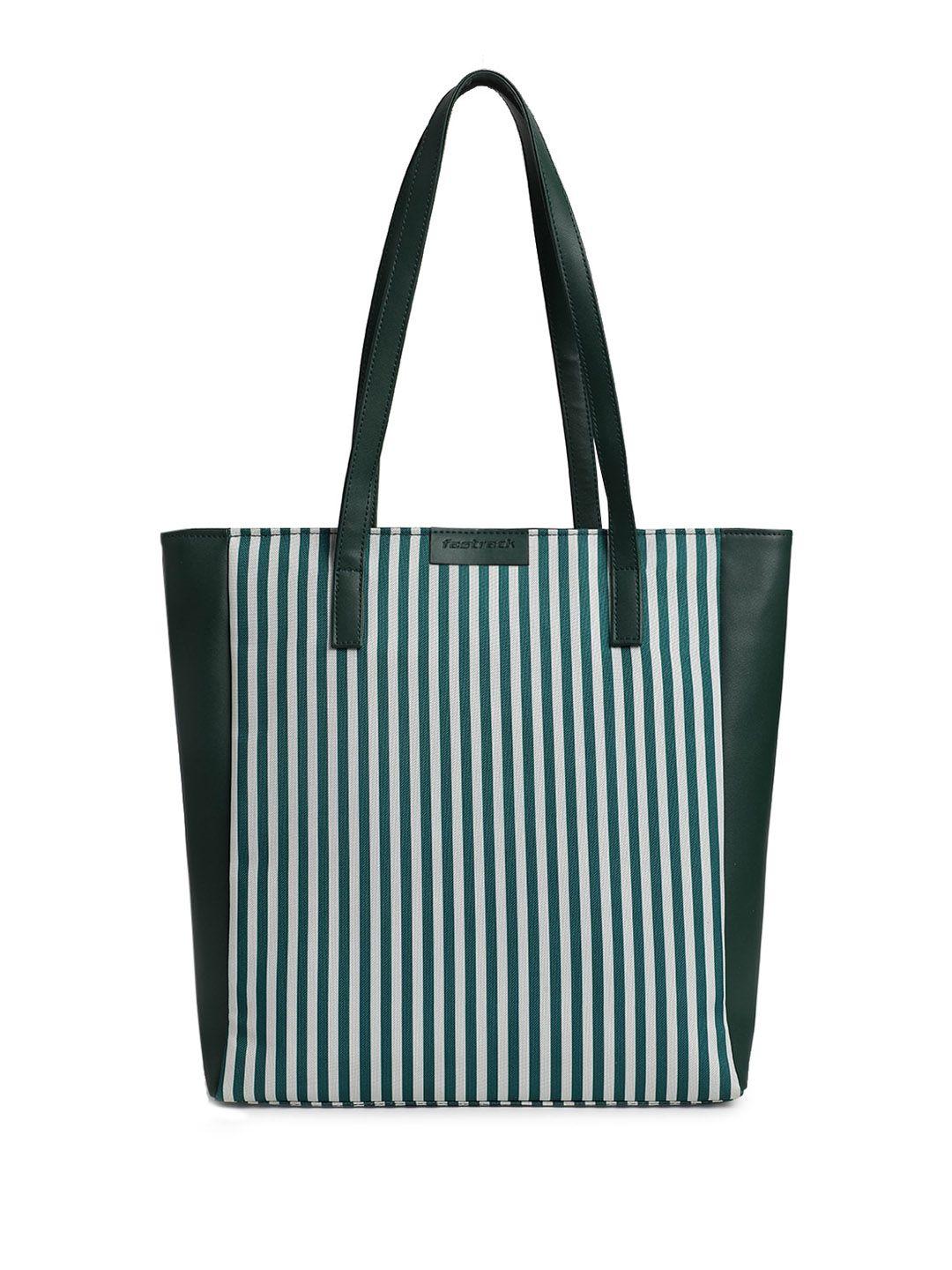 fastrack striped pu oversized shopper shoulder bag with fringed