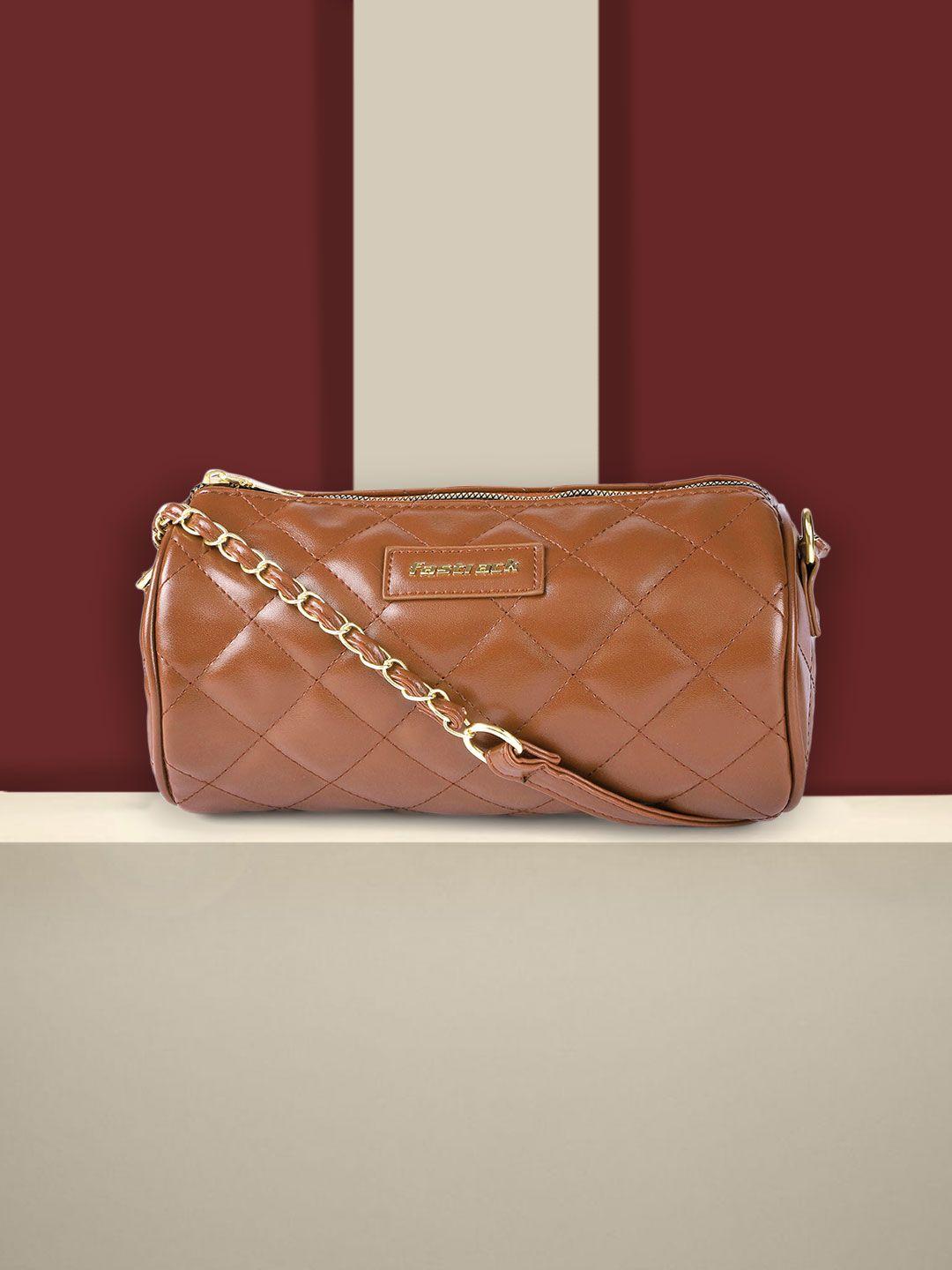 fastrack tan brown quilted sling bag