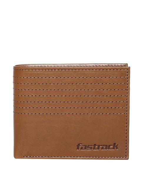 fastrack tan casual leather bi-fold wallet for men
