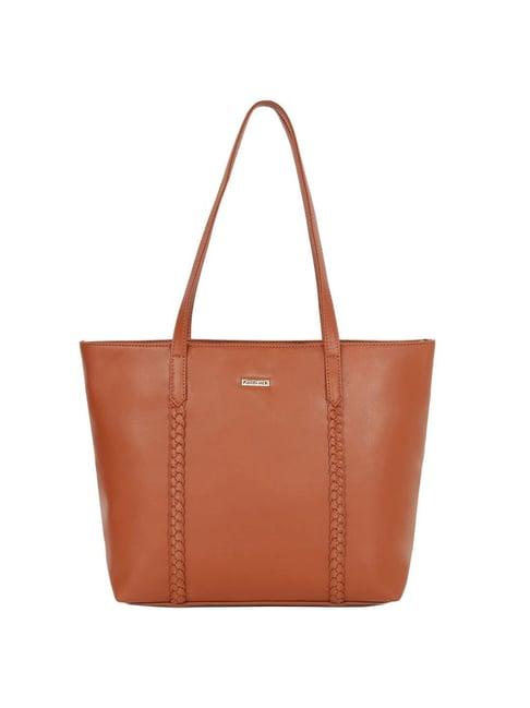 fastrack tan spacious tote bag for women