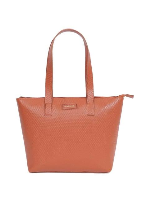 fastrack tan textured medium tote handbag