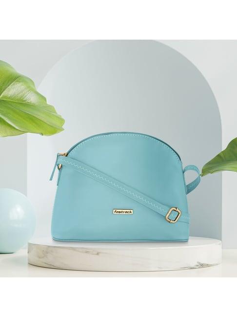 fastrack teal solid sling handbag