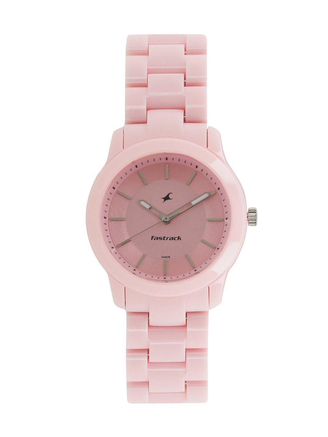 fastrack trendies women pink analogue watch nl68006pp04